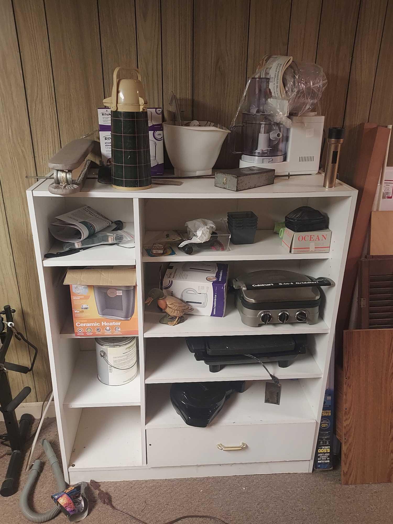 Basement Wall Contents - Kitchen Appliances, Folding Chairs, Stands, & more