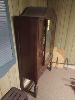 Ornate Carved China Cabinet & Contents