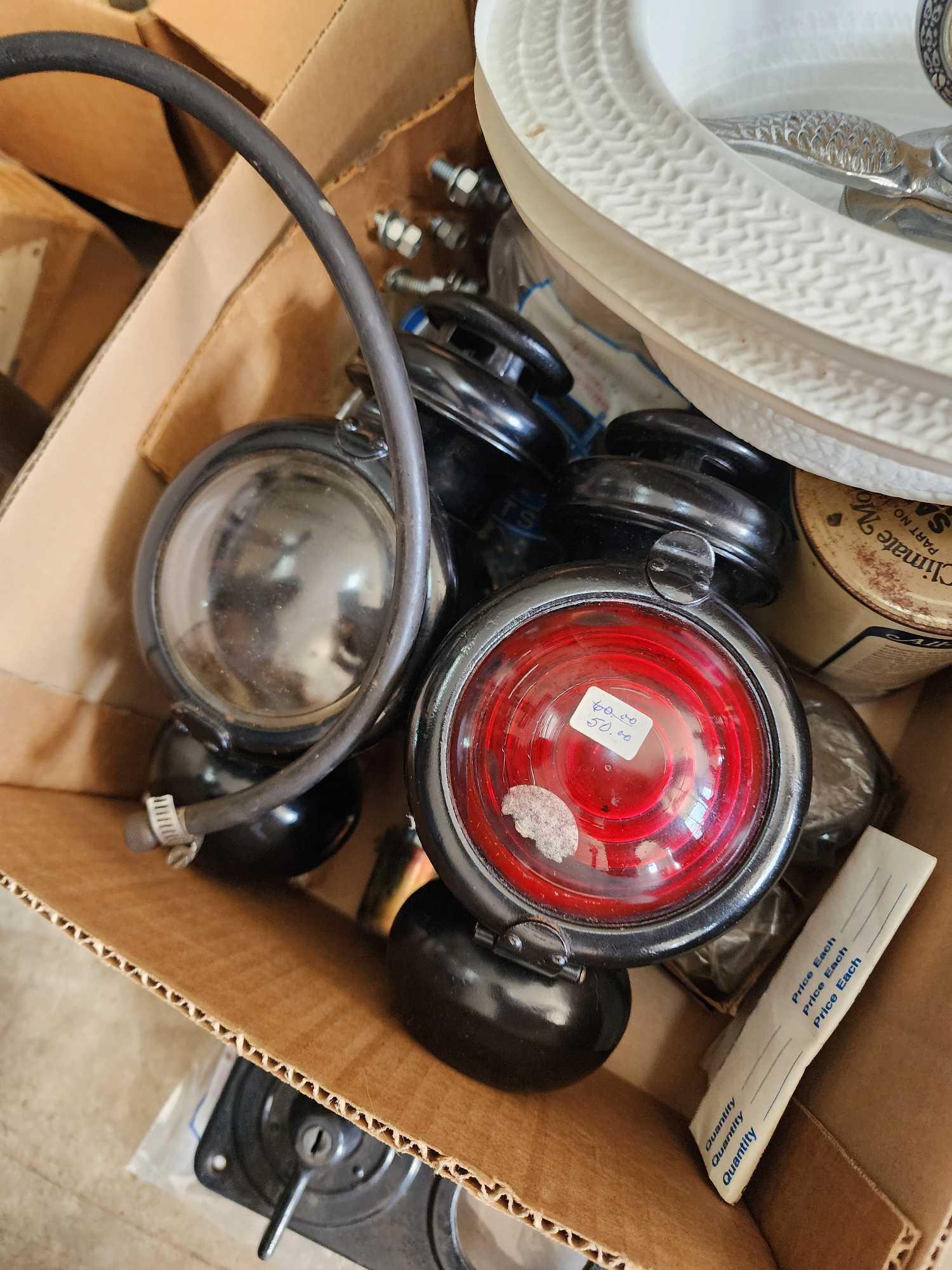 Antique Model T Parts Radiator Gauge Cap , Headlights Lamps hand pump
