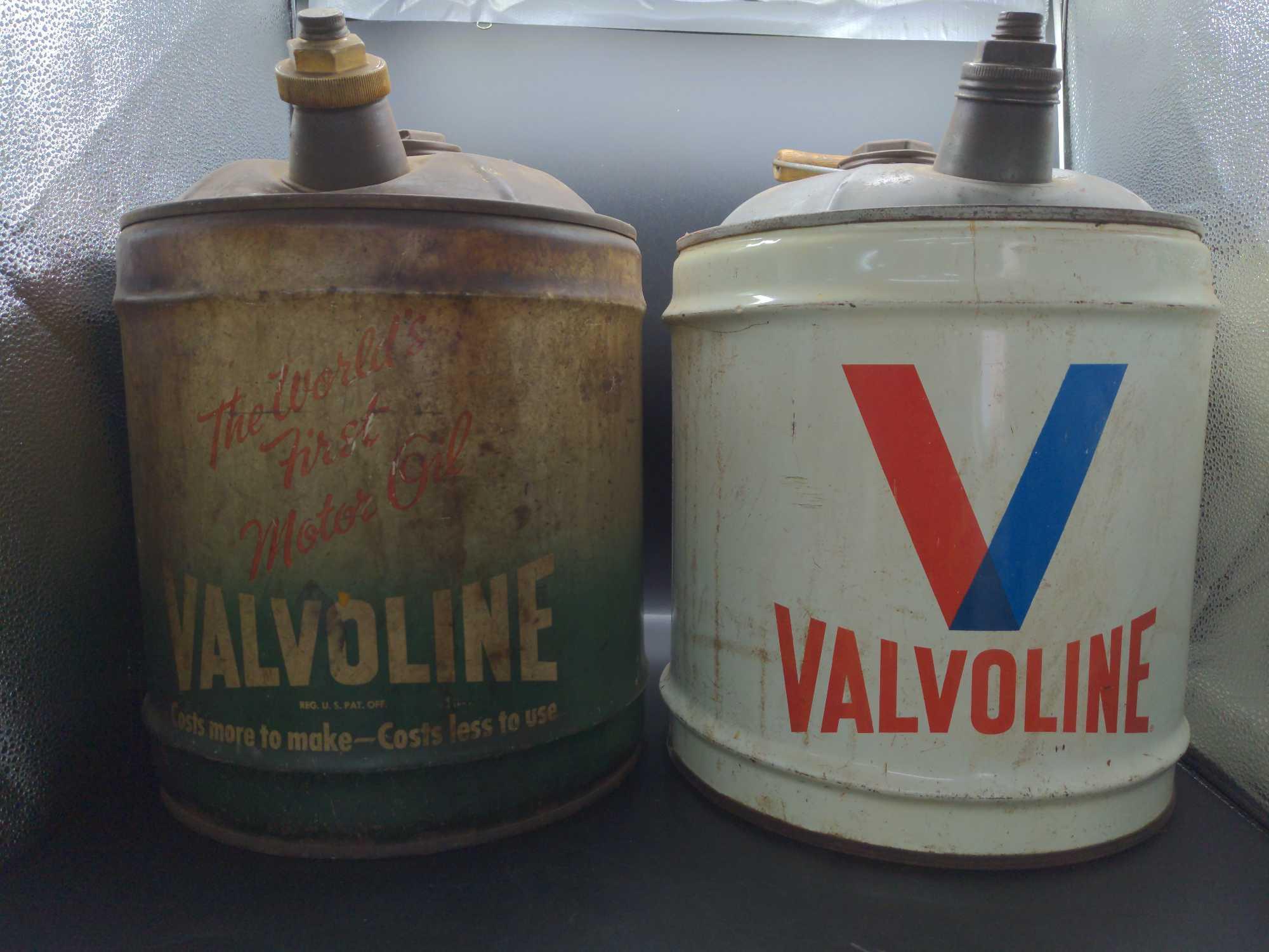 Vintage Valvoline 5 gallon Oil Cans