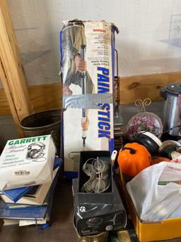 large lot of contents - books - coffee maker - shelf