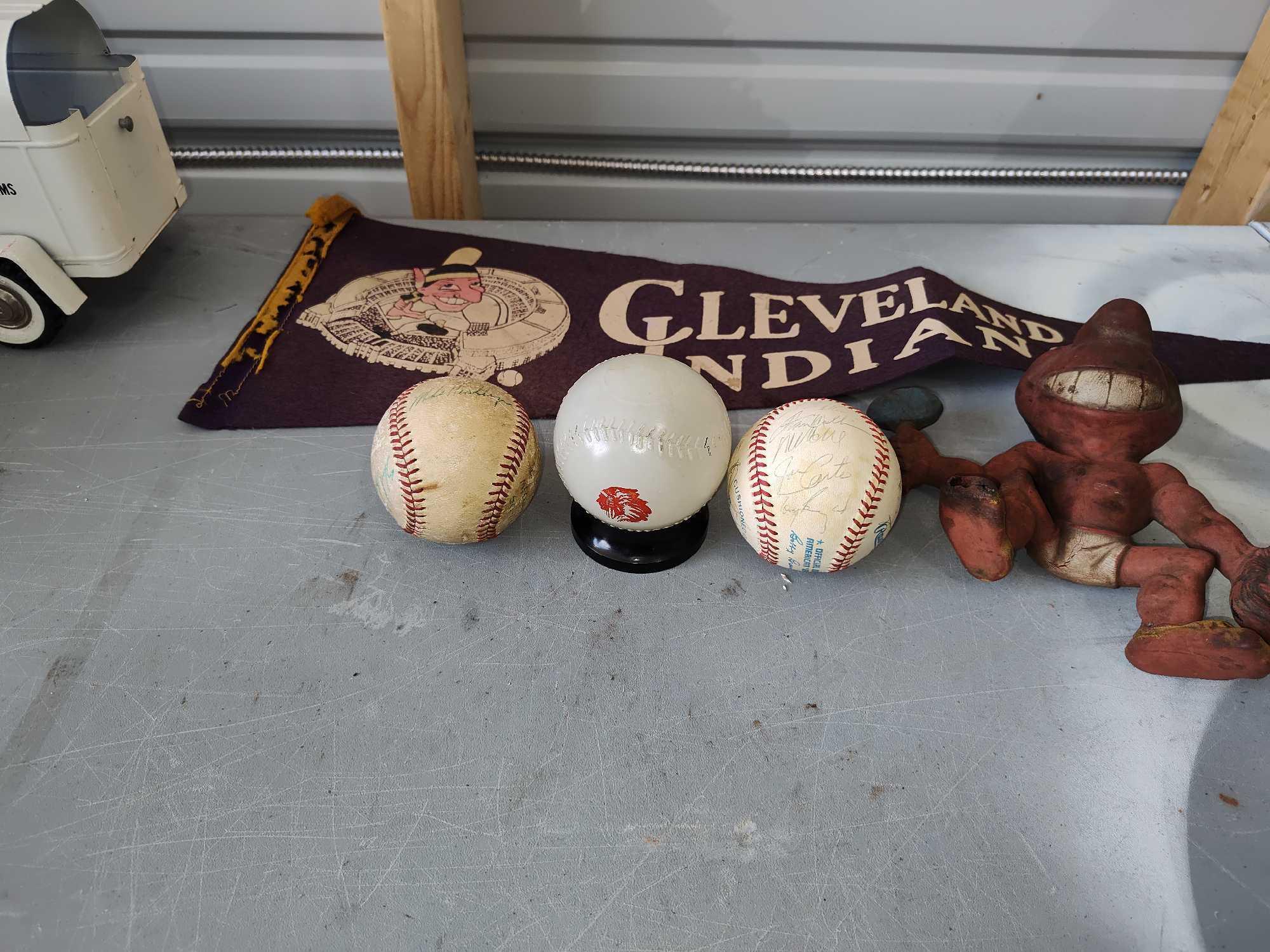 Cleveland Indians Chief Wahoo Pennet, Baseballs, Rubber