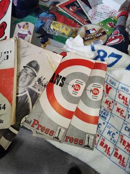 Cleveland Indians Items 1987 Towel, 1950's Scorecard Programs Chief Wahoo