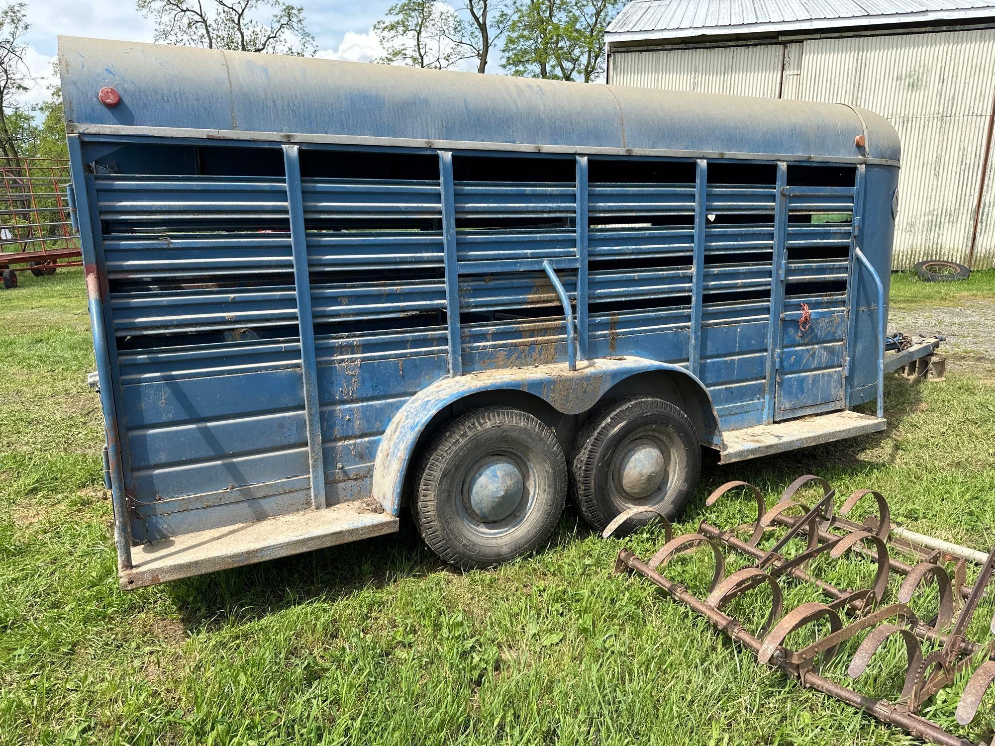 78' W&W 16' Stock trailer dual axle, w/divider gate, ball hitch.