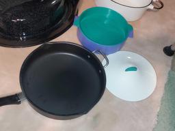 Large Savory Brand Roasting Pan, TLC Roast Pot, Tupperware, & Skillet