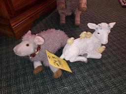 2 Sheep Statuettes & Sheep Stuffed Animal