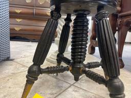 Brass Claw and Ball Foot Adjustable Piano Stool