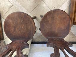 Pair of Carved Wood Accent Chairs