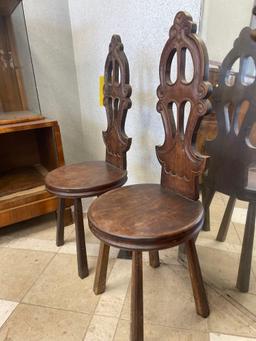 Pair of Carved Wood Accent Chairs