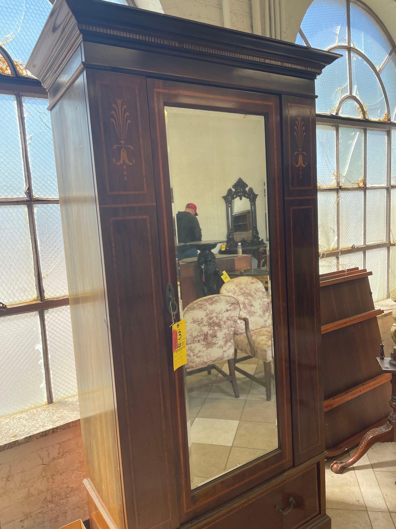 1920?s English Inlaid Armoire with Drawer