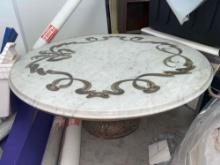 Portuguese Bronze Inlaid Marble Coffee Table