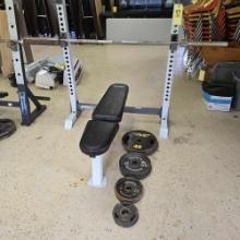 Fitness Gear Pro OB-600 weight bench with weights and bar