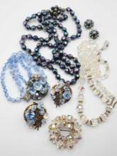 Vintage crystal beads, necklaces, bracelet & earrings