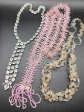 (3) Art Deco vintage beaded glass necklaces