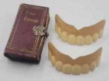 Antique miniature book, box with celluloid teeth, "false friends"
