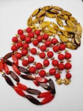 (3) vintage plastic necklaces, 2 are Bakelite