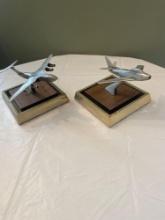 2 Airplane figurines , 4x4 Inches at base