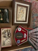 Calligraphy set, religious wall art, souvenir spoons, child utensils