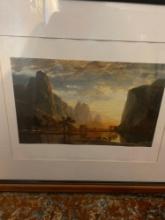 Framed oil on paperboard, Valley of the Yosemite 1864 (deer)