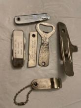 Vintage bottle openers, pocketknives