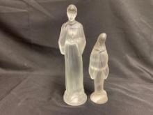 Frostoria Glass St Francis & Madonna Figures