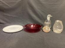 Vintage Glassware Collectibles, paperweight, Crystal penguin decanter