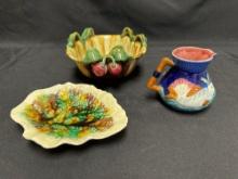 Majolica pottery pieces, have damage