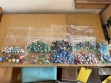 Variety of vintage marbles, some shooter marbles