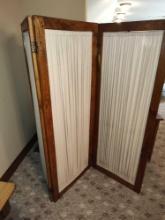 3 Panel Oak Dressing Screen 67" tall Wood pinned