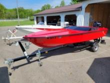 2012 ST Martin F15 15ft Boat, 2012 Tohatsu 50hp Outboard Motor, 2012 Shore Landr Trailer