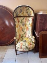 Hooded Floral Upholstered Chair