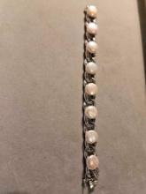 Sterling link bracelet, 7.4 in long