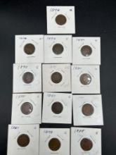 (13) 1800s Indian cents