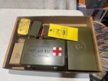 US military gun cleaning kit, first aid kits, oil cans
