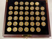 Presidential $1 Coin Collection with wood display case