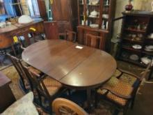 MCM dining table with 6 chairs and 6 leaves