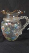 Stunning Stevens & Williams Enameled Floral Water Pitcher