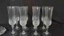 Set of 8 Clear Glass Champagne Flutes stemware