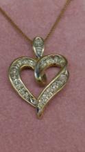 10k Gold & Diamond Heart Pendant with Gold over Sterling chain