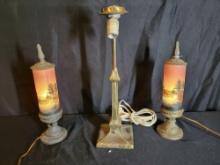 Antique art nouveau style bedroom lamps and heavy brass lamp base