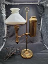 Vintage Manhattan Brass Co Single Arm Student kerosene Oil Lamp