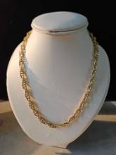 Ladies 14k yellow gold hollow link open rope necklace
