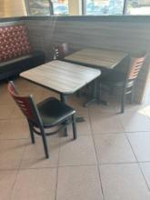 pair of dining tables and three chairs