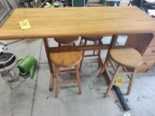 Bar & 4 Stools Butcher Block Style Top