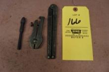 3 Old tools pin vise hand vise and spanner wrench