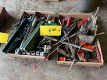 assortment of sockets and ratchets, bolt magnets, screw drivers, files, allen wrenches