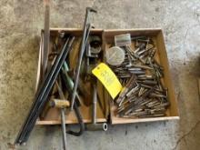 assortment of steak tappers, reamers, ridged tool, crow bars,
