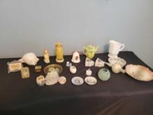 Lefton, Limoges plate, tree topper, thimbles, Hummel figure and decor