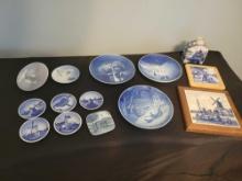 Royal Copenhagen, Denmark, B&G Holland plates, tile and small saucers