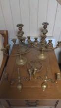 Brass Candle Holders and Wall Sconces lot